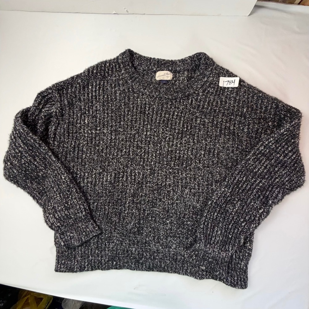 Universal Thread Sweater Womens Large Black White Marled Knit Crewneck Pullover
